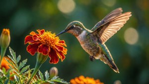 Hummingbird and Marigold