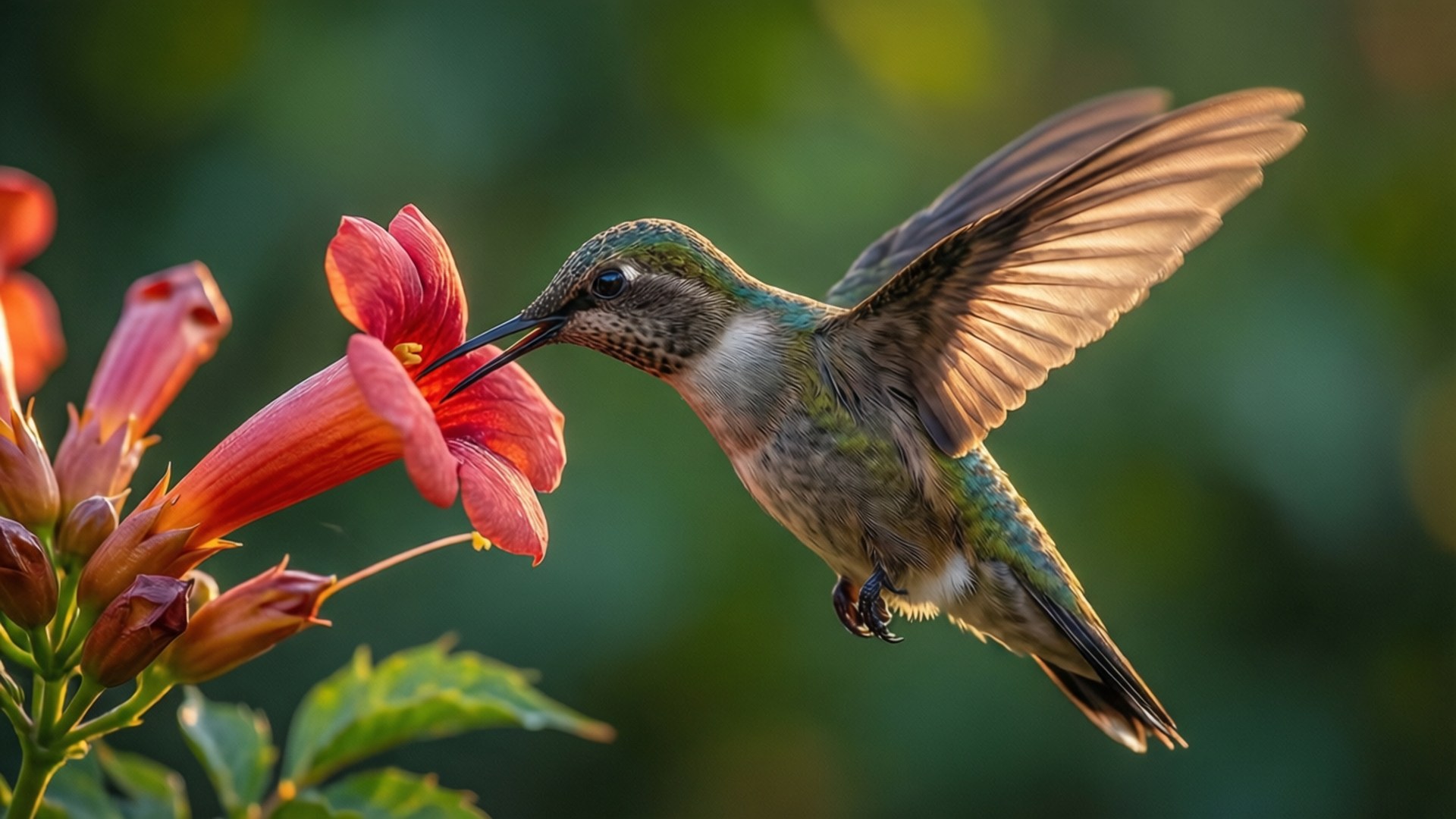 Hummingbird in Flight by Wallpapers.art Studio