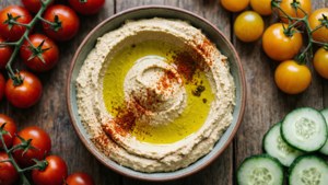 Hummus Bowl on Wood