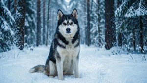 Husky Winter Forest
