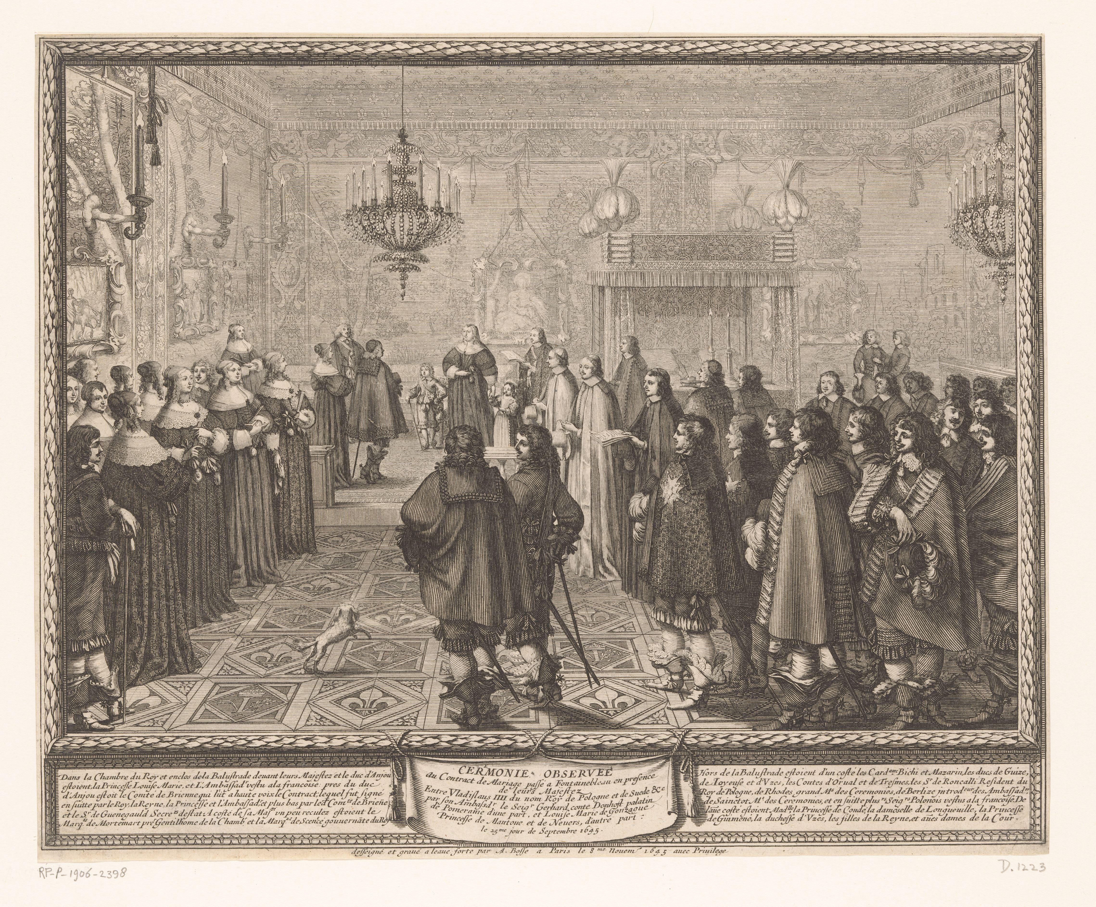Huwelijk van Louise Marie, koningin van Polen en Wladislaus Wasa IV, koning van Polen by Abraham Bosse