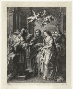 Huwelijk van Maria en Jozef wordt gesloten door de hogepriester