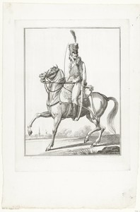 Huzaar te paard met sabel