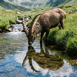 Ibex at Mountain Stream