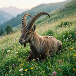 Ibex in Flower Meadow