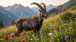 Ibex in Flower Meadow