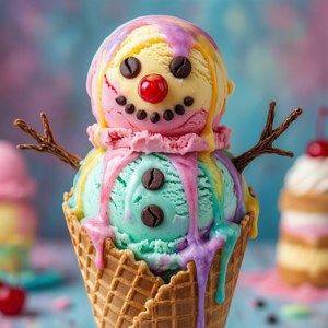 Ice Cream Snowman Dessert