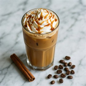 Iced Caramel Latte Flat Lay