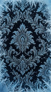 Icy Blue Frost Damask
