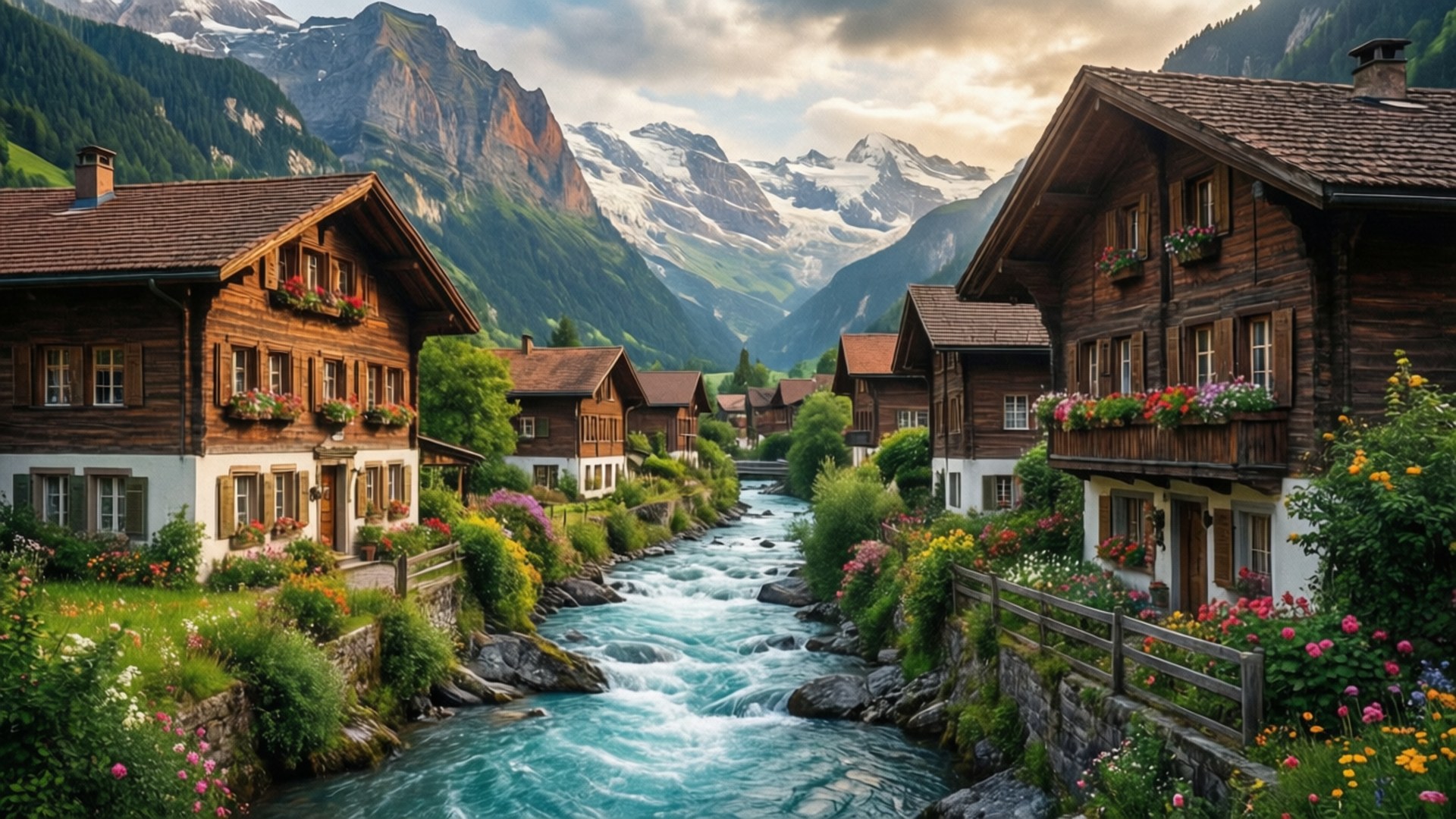 Idyllic Swiss Village by Wallpapers.art Studio