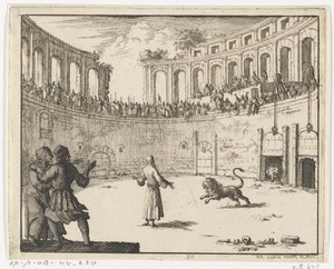 Ignatius van Antiochië in de arena voor de leeuwen gesteld
