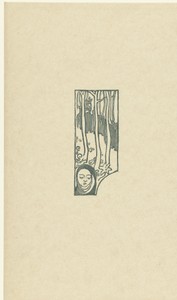 Illustratie met hoofd van vrouw met gesloten ogen en bomen bij gedicht in gedichtenbundel Sagesse van Paul Verlaine