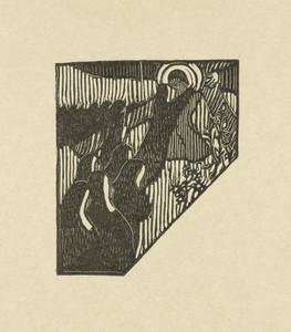 Illustratie met kruisdraging van Christus en nonnen bij gedicht in dichtbundel Sagesse van Paul Verlaine