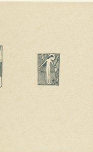 Illustratie met naakte vrouwelijke heilige staand bij boom bij gedicht in dichtbundel van Paul Verlaine