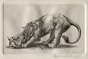 Illustration for "Peronnik the Fool":  A Lion Tearing at a Sack