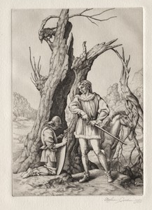Illustration for "Peronnik the Fool":  Peronnik and Sir Gilles