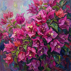 Impasto Bougainvillea Abstract