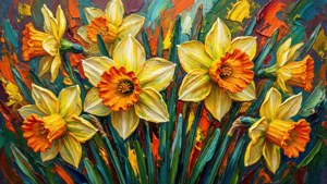 Impasto Daffodil Painting