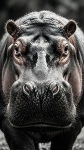 Imposing Black White Hippo
