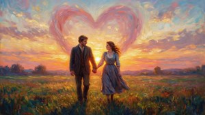 Impressionist Sunset Embrace