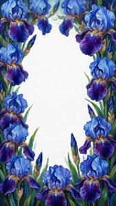Impressionistic Blue Iris Border