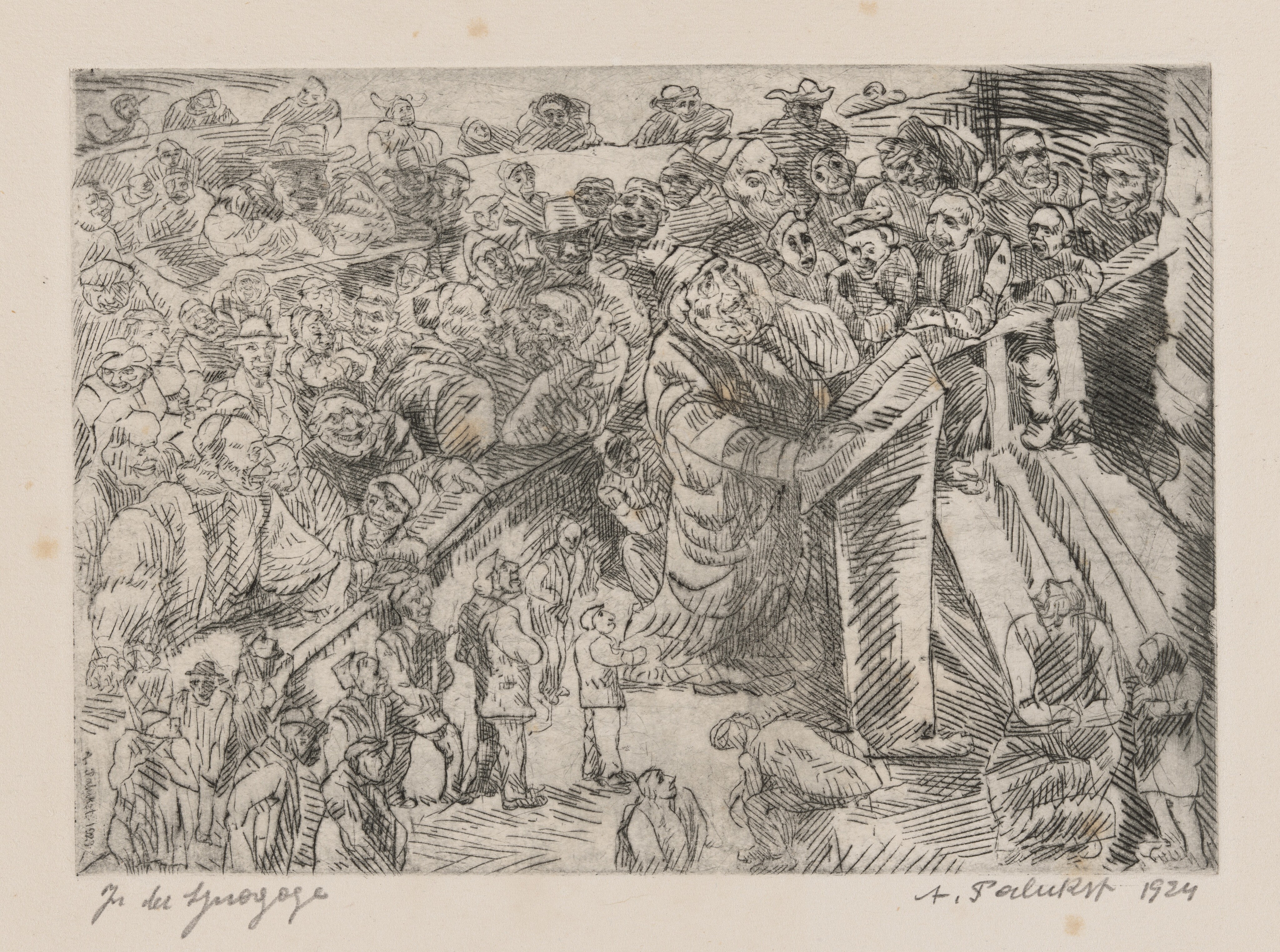In der Synagoge by Abraham Palukst