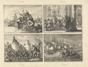 In het belegerde Bergen op Zoom werd een Spaanse soldatenvrouw door een kanonskogel gedood, haar kind werd echter levend geboren, 1622 / Geschilderd venster, na de verovering van Den Bosch in de kerk aldaar gevonden, voorstellende bisschop Gisbertus Marius tussen Christus en Maria, 1629 / Goch veroverd op de Spanjaarden door Lambert Charles, gouverneur van Nijmegen, 1625 / Spaanse vloot op de Schelde door Hollanders veroverd en verbrand, 1631