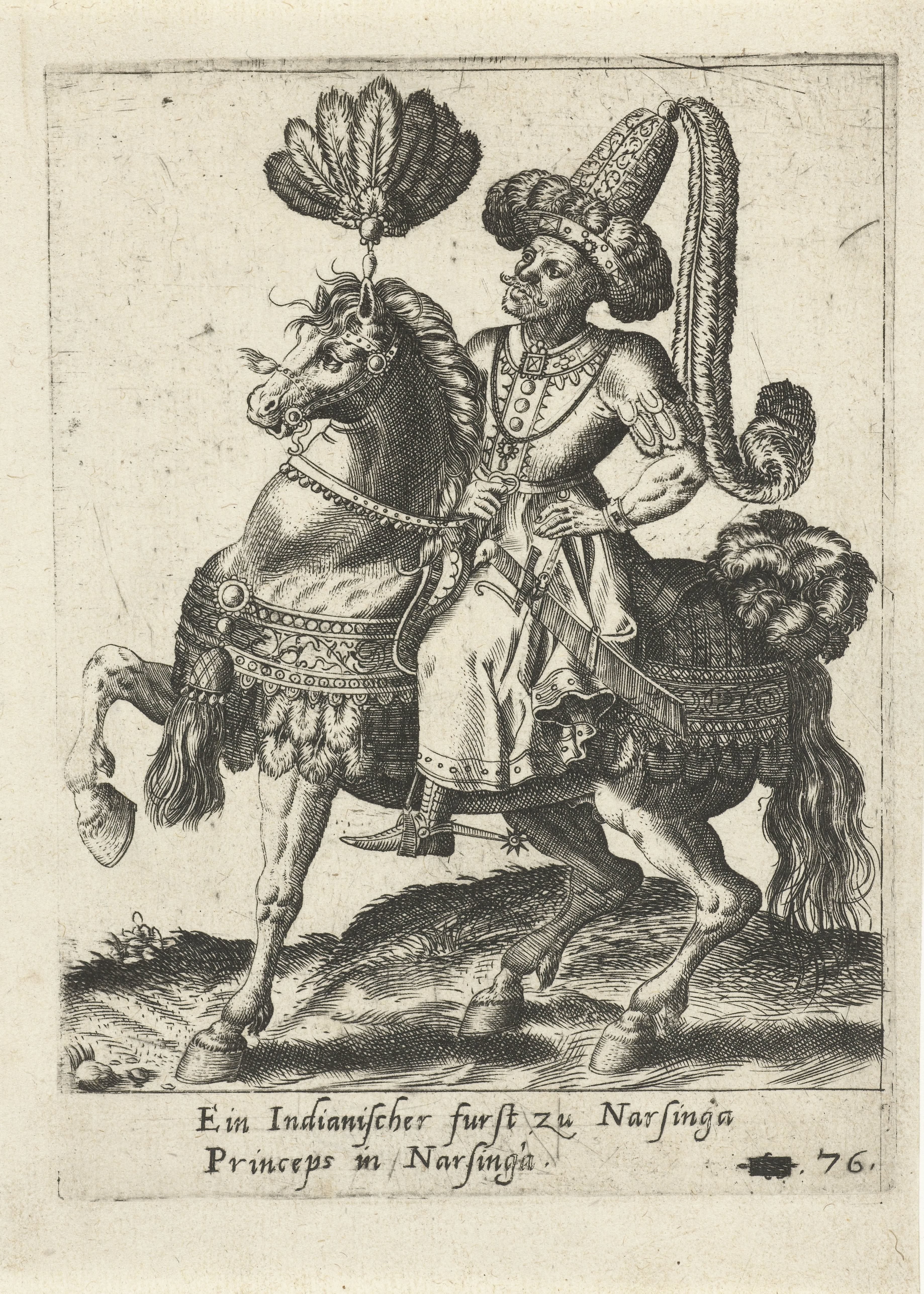 Indiase vorst te paard by Abraham de Bruyn