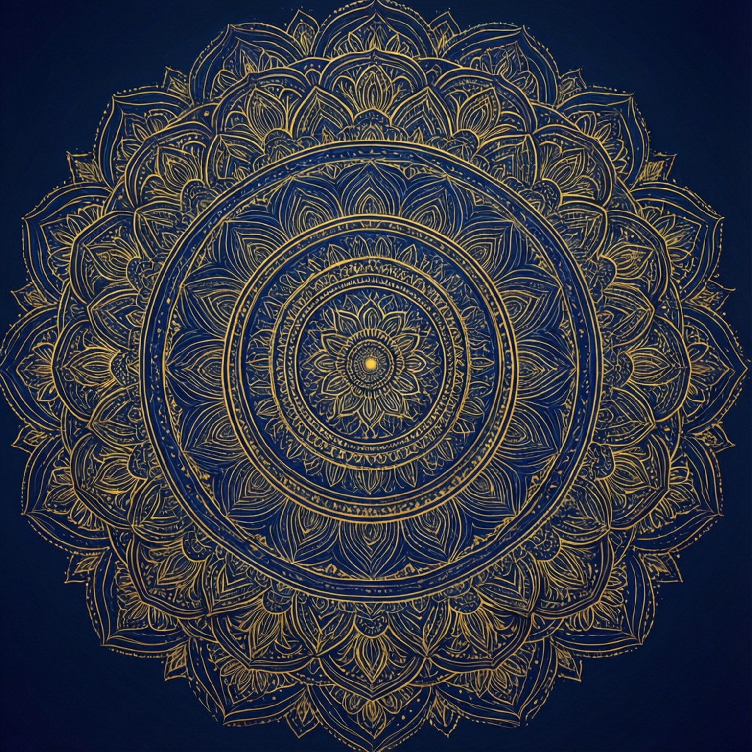Indigo Gold Mandala by Wallpapers.art Studio