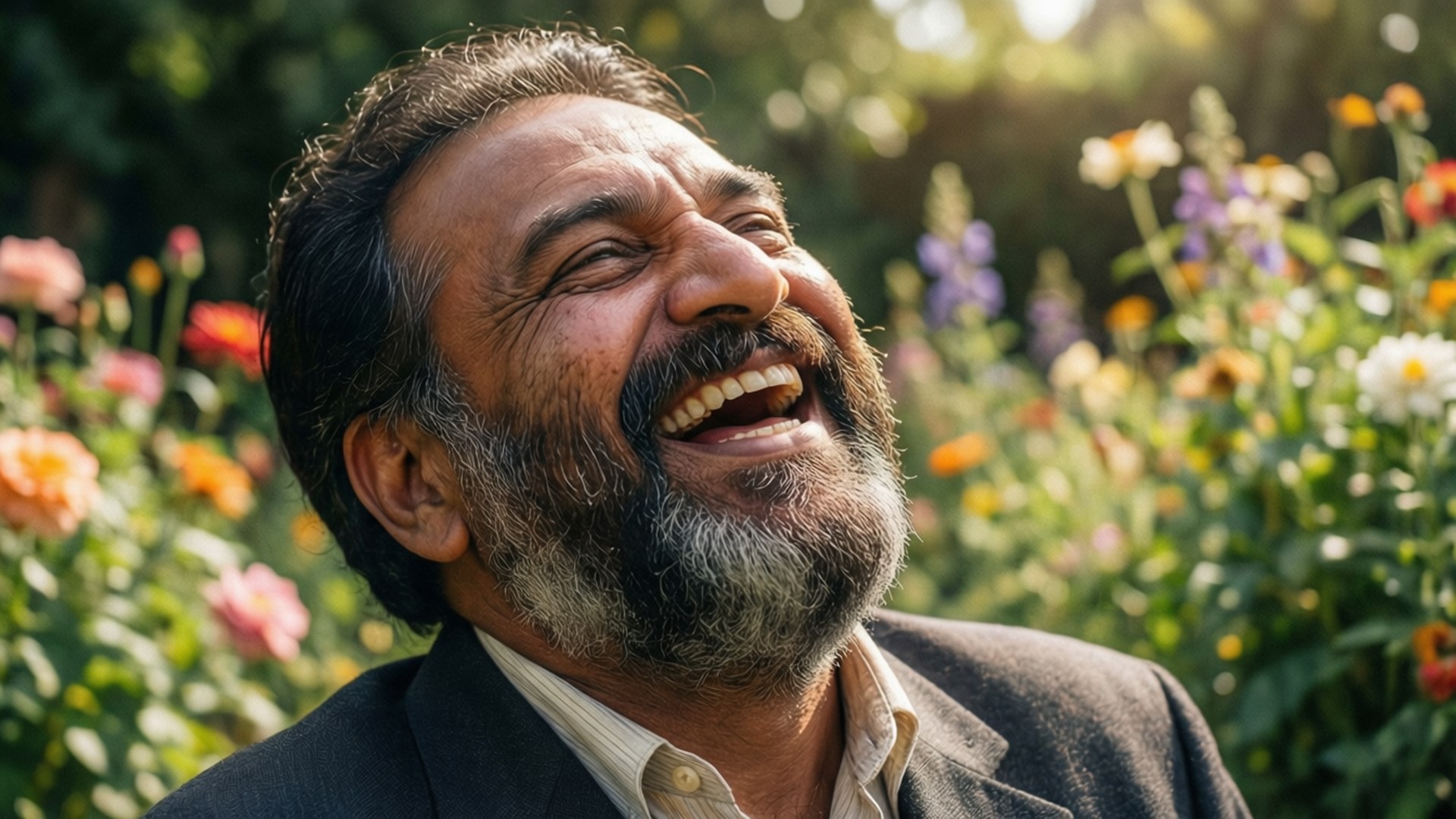 Infectious Laughter in Garden by Wallpapers.art Studio