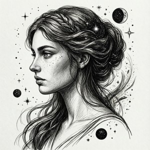 Ink Sketch Virgo Profile