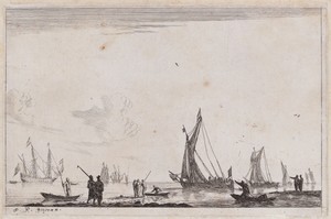 Inland Waterway with Two Galliots at the Right