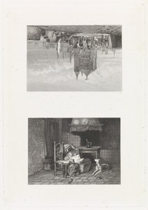 Interieur en soldaten bij een stad