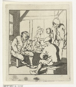 Interieur met boerenfamilie