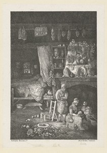 Interieur met boerenfamilie