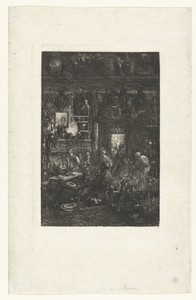 Interieur met boerenfamilie