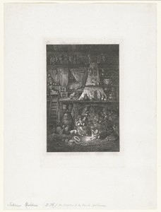 Interieur met boerenfamilie