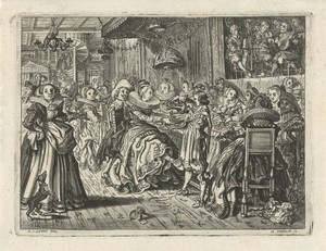 Interieur met een huwelijksbanket
