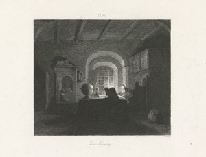 Interieur met een oude man