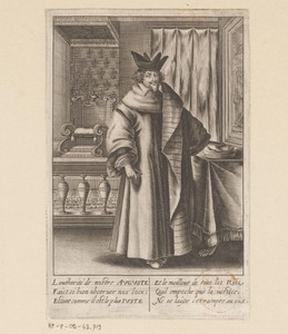 Interieur met een staande man voor een balustrade