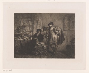 Interieur met Erasmus en Holbein