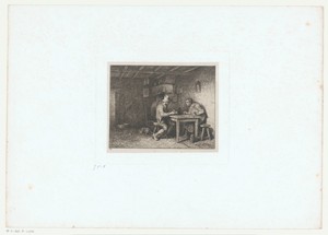 Interieur met kaartspelers aan een tafel