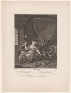 Interieur met koppel in omhelzing