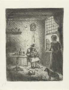 Interieur met lezende man