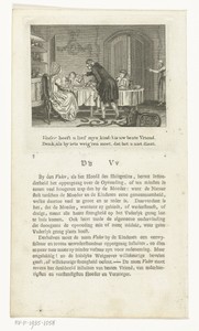 Interieur met vader die mes afpakt van klein kind