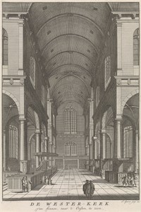 Interieur van de Amsterdamse Westerkerk, gezien naar het oosten