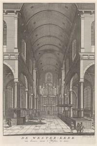 Interieur van de Amsterdamse Westerkerk, gezien naar het westen.