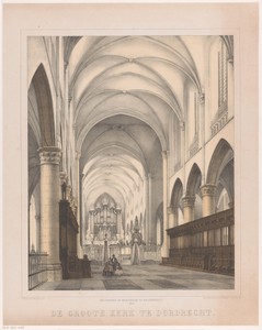 Interieur van de Grote Kerk in Dordrecht