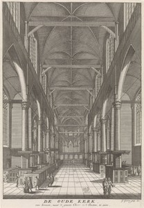 Interieur van de Oude Kerk van Amsterdam, gezien naar het oosten