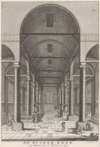 Interieur van de Zuiderkerk van Amsterdam, gezien naar het noorden